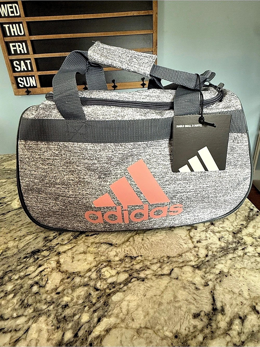 Adidas Diablo Small II Hex Print Duffel Bag Gray Pink NWT Gym Travel Bag